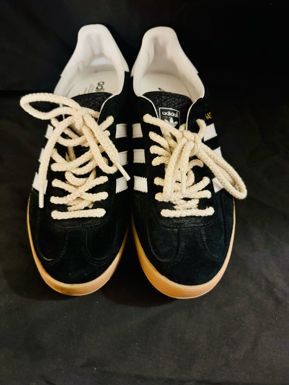adidas Black and White Suede Sneakers with Gum Sole